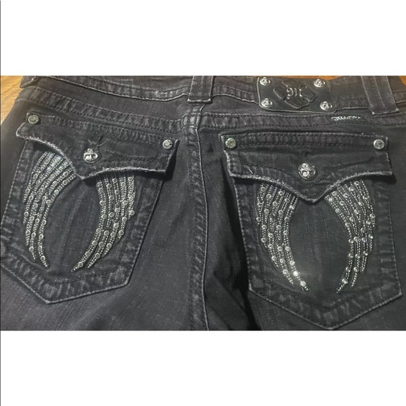 Miss Me Womens Rhinestone Black Skinny Jeans! Size 32x36 - Picture 5 of 6